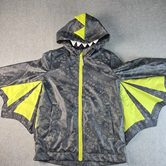 Cat & Jack Kids Hooded Dinosaur Rain Jacket with Neon Accents 5T - Picture 15 of 15